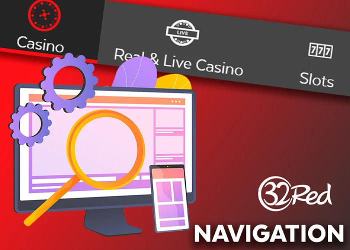 Menu on the 32Red casino website