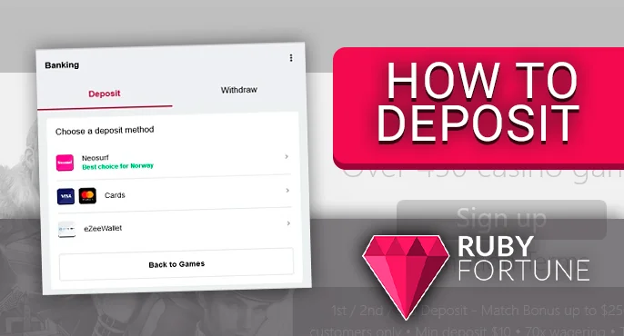 Deposit to Ruby Fortune Casino in AUD currency