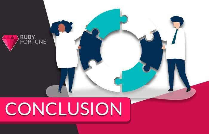 People are holding jigsaw puzzles and Ruby Fortune logo