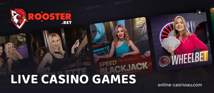 Live games section for Rooster Bet Casino players