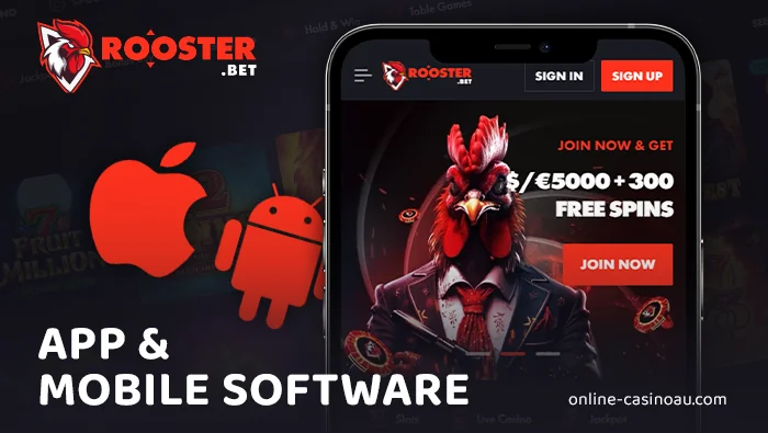 Play Rooster Bet Casino via mobile devices - on ios and android