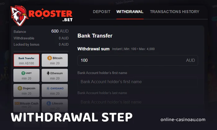 Step-by-step guide to withdrawing funds from Rooster Bet Casino account