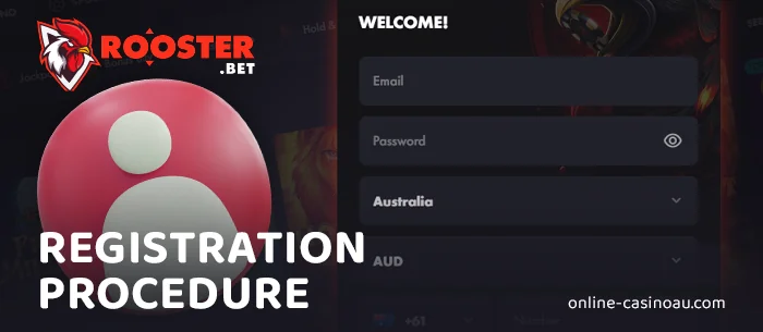 Create an account at Rooster Bet Casino - registration instructions