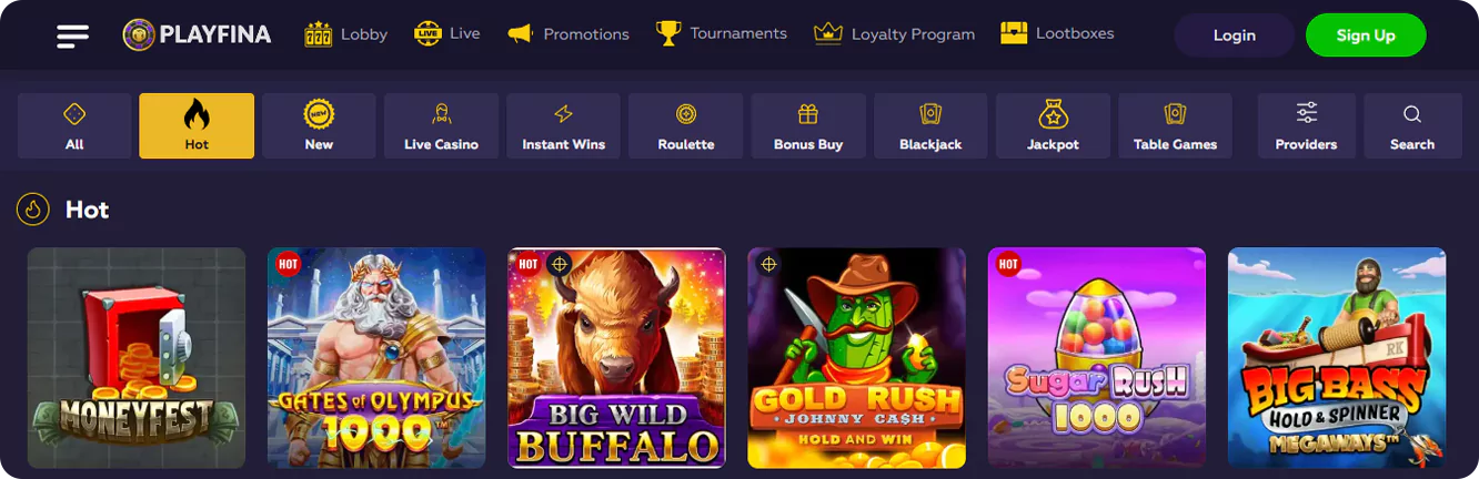 Playfina Casino with Paysafecard payments