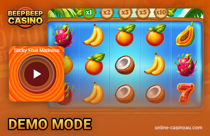 Play the pokies via the demo mode at Beep Beep Casino