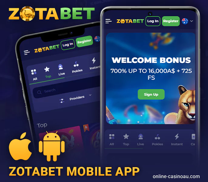 Use the Zotabet Casino app to play via android and iOS