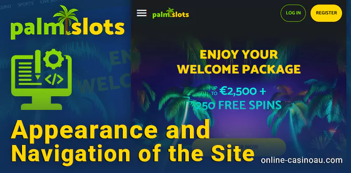 Palmslots Casino Design - Site Navigation