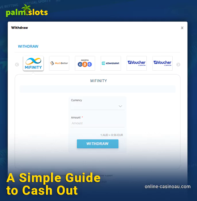 Withdrawal instructions from palmslots casino