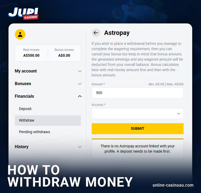 Jupi Casino account withdrawal guide
