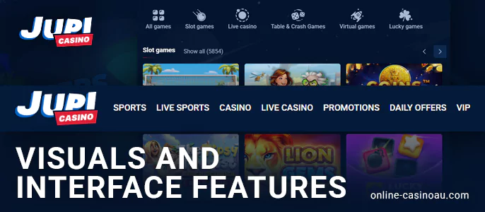 Get to know the design of Jupi Casino's website
