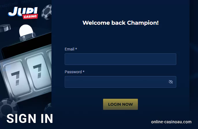 Authorization form for Jupi Casino players