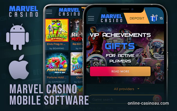 Use the android or ios app to play at Marvel Casino