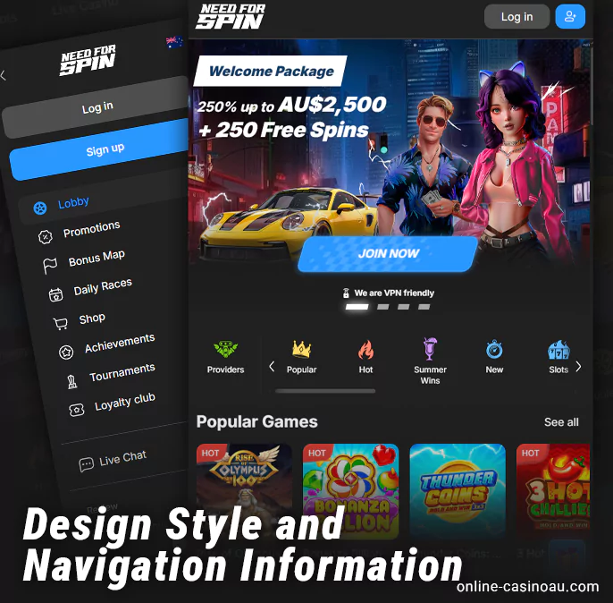Style online Need for Spin Casino - Site Sections