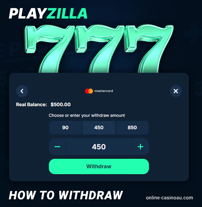 Withdraw real money from Playzilla casino