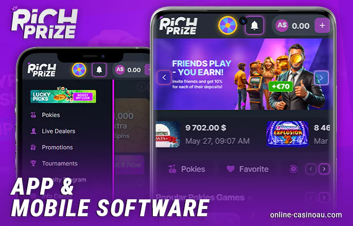 Playing at Rich Prize casino via mobile