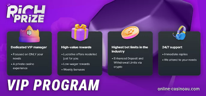 Loyalty program at Rich Prize Casino Australia