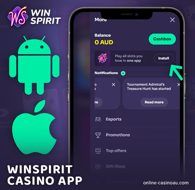 Installing the WinSpirit casino app - download for iOS or Android