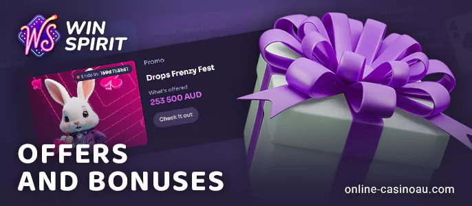Generous bonuses for WinSpirit casino players