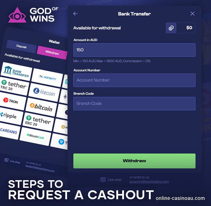 Withdrawing real money from God of Wins Casino