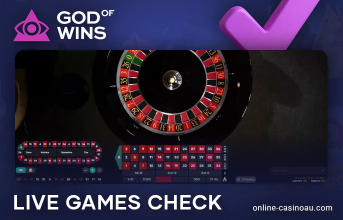 Live game rating for Australian players God of Wins Casino