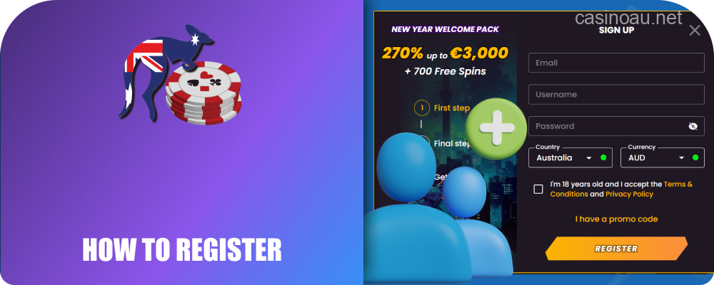 Account creation steps at Wild Tokyo Casino