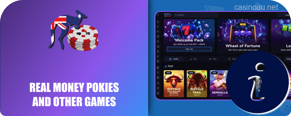 Cash pokies and games available at 7Bit Casino