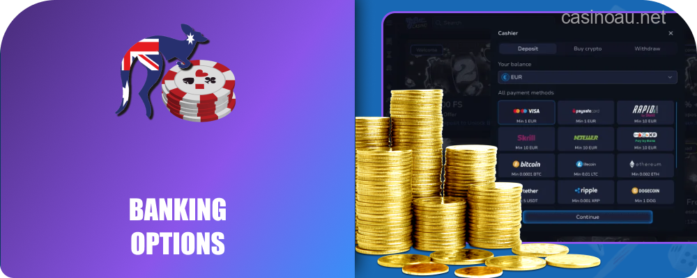 Supported payment methods for Australian players