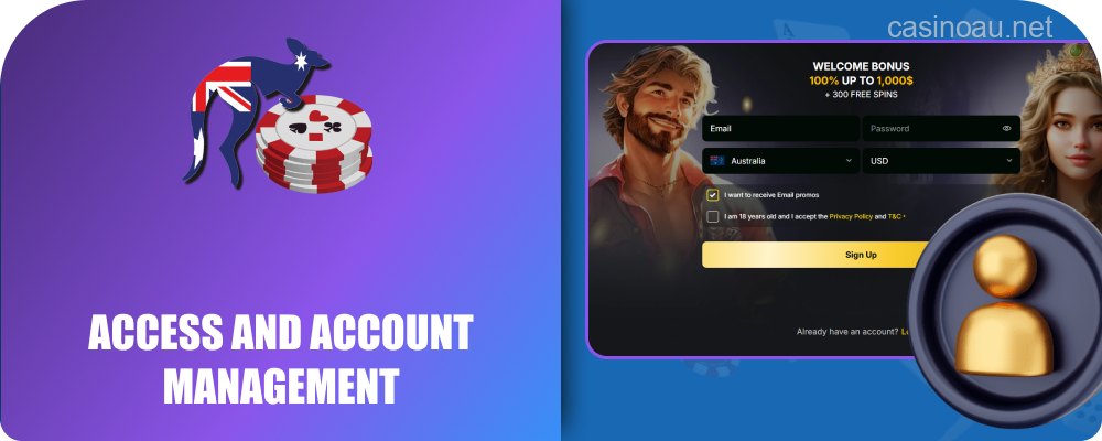 Login and profile control at Golden Crown Casino