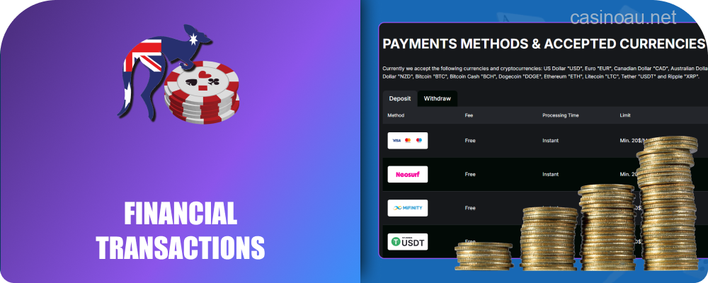 Deposits and withdrawals at Golden Crown