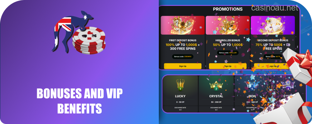 Promotions and VIP perks at Golden Crown